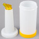 A white plastic container with a yellow spout and cap.