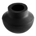 A black rubber stopper with a hole in it.