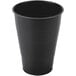 A black plastic cup with a white background.