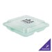 A jade green plastic GET reusable 3-compartment container with a lid.