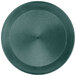 A green round polypropylene deli server with a round rim.