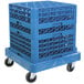 A Carlisle blue plastic glass rack dolly.