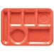 GET TL-152 10 inch x 14 inch Rio Orange ABS Plastic Left Hand 6 Compartment Tray - 12/Pack