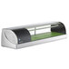 A Hoshizaki refrigerated sushi display case with a curved glass top and stainless steel trim.