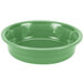 A green bowl with ripples on a white background.