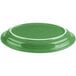 A green Fiesta china platter with a white border.