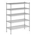 A wireframe of a Regency metal shelving unit with four shelves.