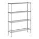 A wireframe of a Regency metal shelving unit with four shelves.