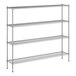 A wireframe of a Regency chrome wire shelving unit with four shelves.