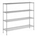 A wireframe of a Regency chrome wire shelving kit with four shelves.