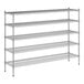 A wireframe of a Regency chrome wire shelving unit with four shelves.