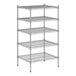 A wireframe of a Regency metal wire shelving unit with four shelves.