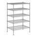 A wireframe of a Regency metal shelving unit with four shelves.