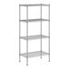 A wireframe of a Regency chrome wire shelving unit with four shelves.