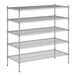 A wireframe of a Regency chrome wire shelving unit with four shelves.