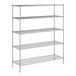 A wireframe of a Regency chrome wire shelving unit with four shelves.