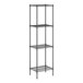 A black wire Regency shelving unit with four shelves.