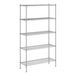 A Regency chrome wire shelving unit with four shelves.