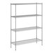 A wireframe of a Regency chrome wire shelf kit with 3 shelves.