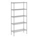 A wireframe of a Regency metal shelving unit with four shelves.