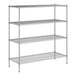 A wireframe of a Regency chrome wire shelving unit with three shelves.