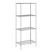 A white wireframe of a Regency metal wire shelf kit with four shelves.