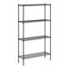 A black wire Regency shelving unit with four shelves.