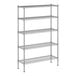 A white wireframe of a Regency chrome wire shelving unit with four shelves.