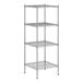 A wireframe of a Regency chrome wire shelving unit with four shelves.