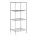 A wireframe of a Regency chrome wire shelving unit with four shelves.