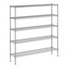 A wireframe of a Regency chrome wire 5-shelf unit with four shelves.