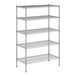 A wireframe of a Regency metal wire shelving unit with four shelves.