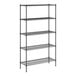 A black metal Regency wire shelving unit with four shelves.