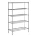 A wireframe of a Regency chrome wire shelving unit with four shelves.