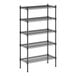 A black wire Regency shelving unit with five shelves.