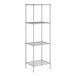 A wireframe of a Regency chrome wire shelving unit with four shelves.