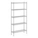 A wireframe of a Regency chrome wire shelving unit with four shelves.