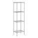 A wireframe of a Regency metal wire shelving unit with four shelves.