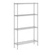 A wireframe of a Regency metal shelving unit with four shelves.