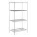 A Regency chrome wire shelving unit with four shelves.