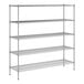 A wireframe of a Regency chrome wire shelving unit with five shelves.