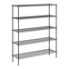 A black Regency wire shelving unit with five shelves.