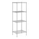 A wireframe of a Regency metal shelving unit with four shelves.