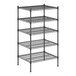 A black metal Regency wire shelving unit with five shelves.