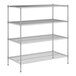 A wireframe of a Regency chrome wire shelving unit with 4 shelves.