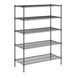 A black wire Regency shelving unit with five shelves.