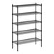 A black metal Regency wire shelving unit with five shelves.