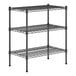 A Regency black metal wire shelving kit with three shelves.