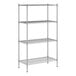 A Regency chrome wire shelving unit with four shelves.