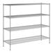 A wireframe of a Regency metal shelving unit with four shelves.